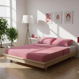 KASANOVA Parure letto matrimoniale quadretti rossi Young