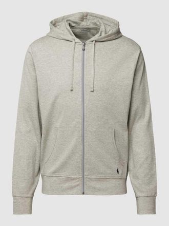 Ralph Lauren Sweatjacke mit Label-Stitching in Mittelgrau Melange, Gr&ouml;&szlig;e XXL