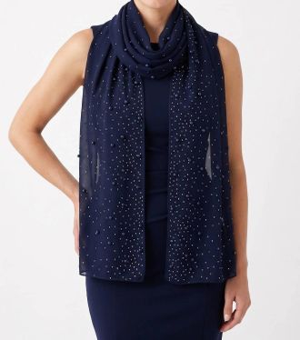 Joseph Ribkoff Lightweight Embellished Scarf In Midnight Blue