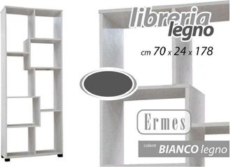 Trade Shop Trade Shop - Mobile Moderno Libreria Scaffale 8 Scomparti In Legno Bianca 70x24x178cm 715648