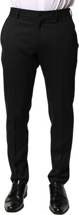 Dolce & Gabbana Black Wool Mid Waist Men Dress Trousers Mens Pants