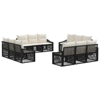 vidaXL Conjunto De Sof&aacute;s De Jard&iacute;n 12 Pcs Negro Rat&aacute;n Sint&eacute;tico Vidaxl