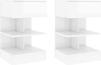vidaXL Mesitas De Noche 2 Unidades Blanco Brillo 40x35x65 Cm Vidaxl