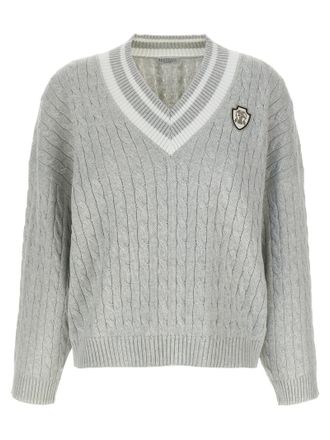 Brunello Cucinelli Cotton Cable Knit Sweater Sweaters And Cardigans Gray