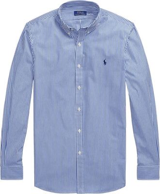 Polo Ralph Lauren Stijlvol Blu/wit Polo Shirt - Heren - Casual Overhemden - Blauw - XL - Katoen - Overhemden