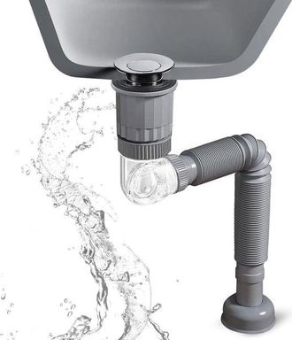 OEM Juego Desag&uuml;e Fregadero Desag&uuml;e Universal Lavabo Desag&uuml;e Emergente Antiolor Sin Fugas, Conexi&oacute;n Tuber&iacute;a Desag&uuml;e Flexible, Extensible 42 100 Cm