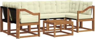 vidaXL Conjunto De Sof&aacute;s De Exterior 7 Uds. Natural Y Crema Vidaxl