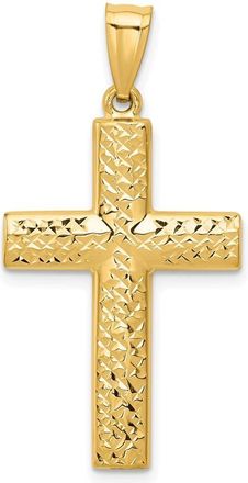 Diamond2Deal 14k Yellow Gold Reversible Textured Polished Cross Pendant