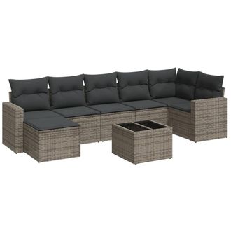 vidaXL Vidaxl - Set Divano Da Giardino 8 Pz Con Cuscini Grigio In Polyrattan