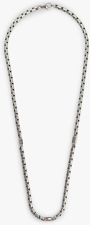 Tommy Hilfiger Mens Flag Chain Link Necklace - Grey