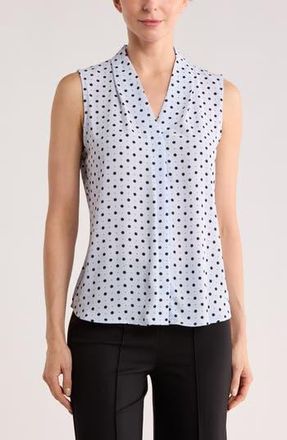 Nordstrom Rack V-Neck Sleeveless Woven Shell Top in Blue French Dot at Nordstrom Rack, Size X-Small