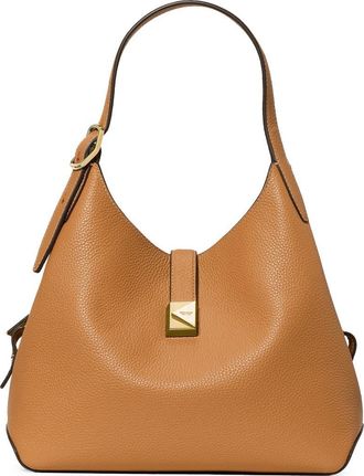 Kate Spade New York deco pebbled leather shoulder bag in Garden Soil at Nordstrom