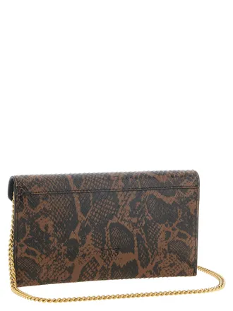 Pinko Love Birds Calfskin Leather Clutch - Brown