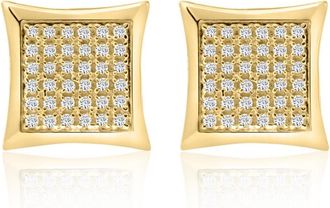 Pompeii3 1/3Ct Natural Diamond Pave Square Framed Womens Earrings in White or Yellow Gold