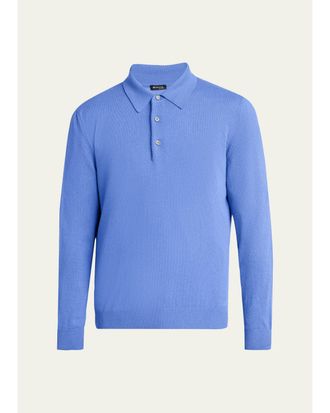 Kiton Mens Vicuna Wool and Cashmere Polo Sweater