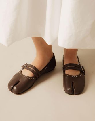 Bronx Semm-ie ballerine in pelle morbida marrone