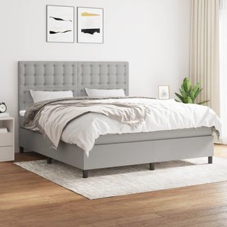 vidaXL Vidaxl - Cama Box Spring Con Colch&oacute;n Tela Gris Claro 160x200 Cm