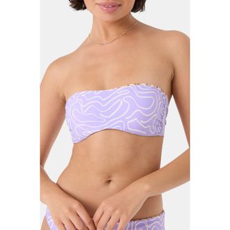 Roxy Sunshine State of Mind Reversible Bandeau Bikini Top in Purple Multi at Nordstrom Rack, Size X-Small