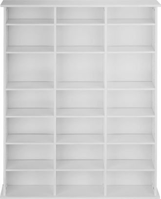 TecTake Estantería para CD y estantes regulables 105,5x19x136,5cm blanco mate