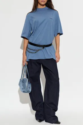 The Attico T-shirt With Shoulder Pads, Womens, Blue