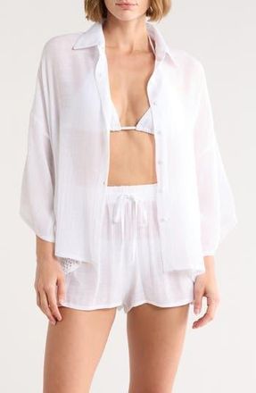 Elan Cover-Up Shirt in White at Nordstrom Rack, Size X-Small