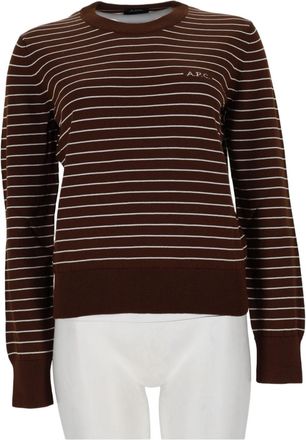 A.P.C. Sima Brown Striped Cotton Long-Sleeve Knit Top