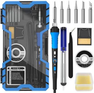 OEM Kit De Soldador El&eacute;ctrico Ajustable Con Banda Templada, Juego De 8, Soldador Azul Templado