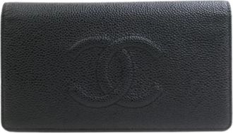 Chanel Pre-owned Lange portemonnee (bi-fold) - Dames - Vintage Accessoires - Zwart - ONE Size - Leer - Vintage