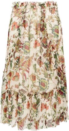 Ulla Johnson Freesia tiered silk skirt - women - Polyester/Silk - 4 - Neutrals