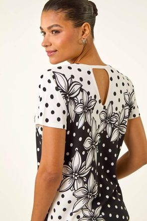 Roman Polka Dot Floral Knit Top