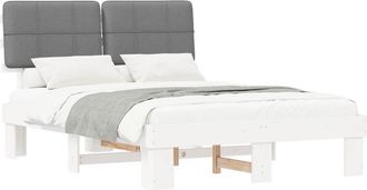 vidaXL Bed Frame with Upholstered Headboard Light Grey 120 x 200 cm vidaXL