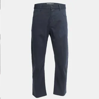 Emporio Armani Navy Blue Cotton Regular Fit Trousers XXL