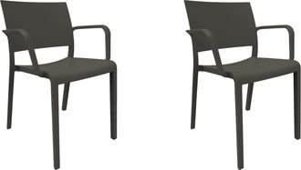 Resol Sillas Con Brazos New Fiona Resol Pl&aacute;stico Negro (pack De 2)