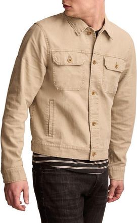 Lucky Brand Linen & Cotton Trucker Jacket in Pelican at Nordstrom, Size Medium