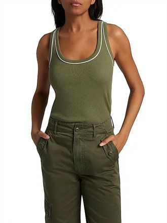 Veronica Beard Birke Tank With Contrast Piping In Stone Army