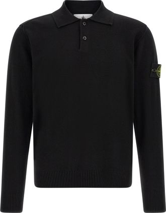 Stone Island Black Loose Polo Sweater