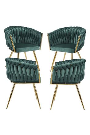 Regalos Miguel Packs Sillas Comedor - Pack 4 Sillas Widny Golden Terciopelo - Verde