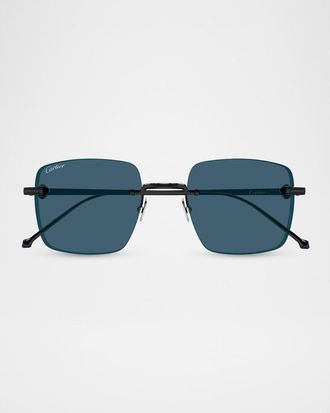 Cartier Men & apos;s CT0403S-004 Titanium Rectangle Sunglasses