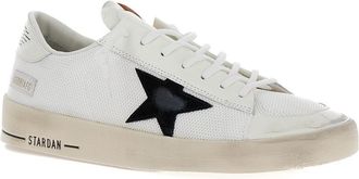 Golden Goose Mens Low Sneakers Stardan White Cow Leather Trainers