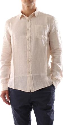 40weft Camicia in Lino Collo Francese - Heren - Casual Overhemden - Beige - 2XL - Linnen - Overhemden
