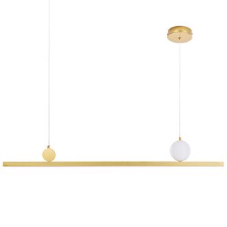 Beliani L&aacute;mpara Colgante Led Decorativa Geom&eacute;trica Dise&ntilde;o Suspendido De Metal Dorado Alwand