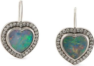 Sylva & Cie. Orecchini a cuore con opale e diamanti - Argento