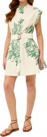 Marie Oliver Maia Mini Dress In White And Green