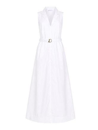 Patrizia Pepe Long Cotton Poplin Dress with Slit