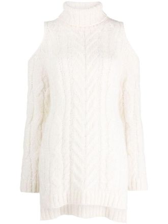 P.A.R.O.S.H. P. A.R. O.S. H. Cold-Shoulder Cable-Knit Jumper