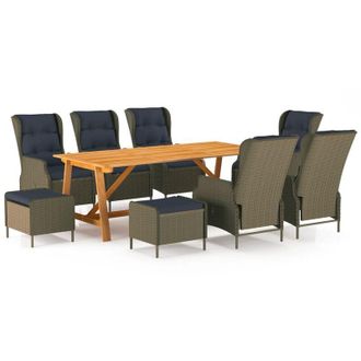 vidaXL Juego De Comedor De Jard&iacute;n 9 Piezas Marr&oacute;n Vidaxl