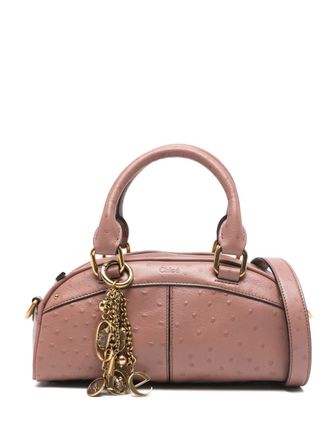 Chlo&eacute; Womens Small Ostrich-Effect Leather Bowling Bag