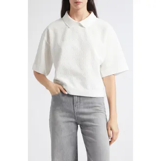 Emporio Armani Jerseywear Chevron Jacquard Knit Top in Ivory at Nordstrom, Size X-Small