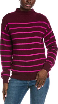 Amicale Cashmere Jersey Striped Funnel Neck Cashmere Sweater