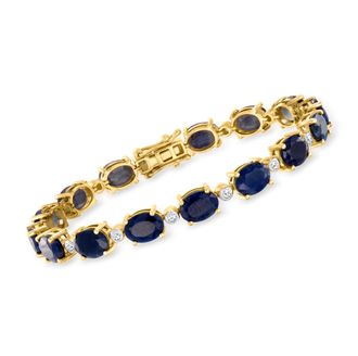Ross-Simons Sapphire and. Diamond Bracelet in 14kt Yellow Gold